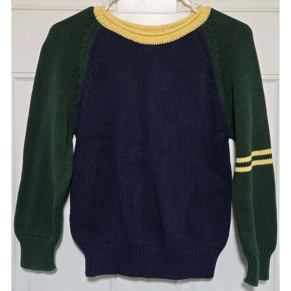 Kitestrings Vintage Sweater Kids Boys Size 8/10 Pullover Blue Green Yellow Knit
